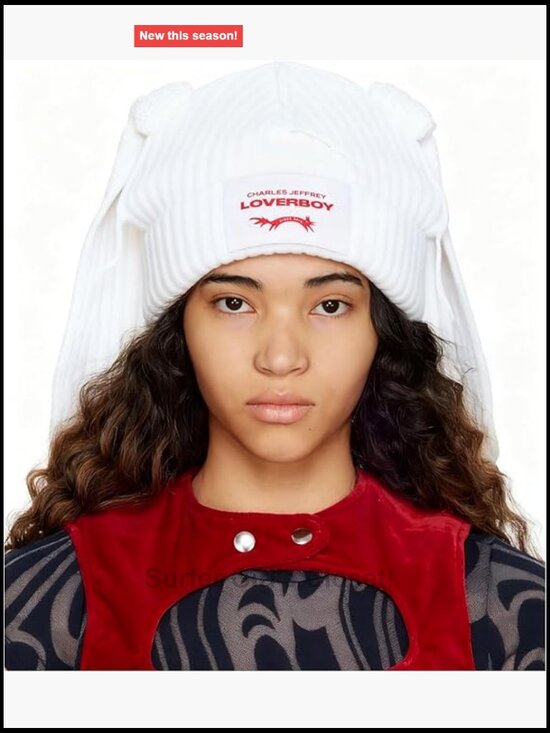 Knitted Beanie Hat with Cute Cat and Bunny Ears - Slouchy Y2K Winter Warm main image 4